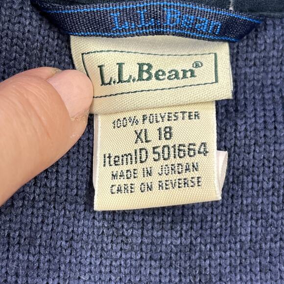 L.L. Bean 1/4 Snap Sweater Fleece Pullover Youth Size XL 18 Blue Outdoors Nature - Picture 3 of 12